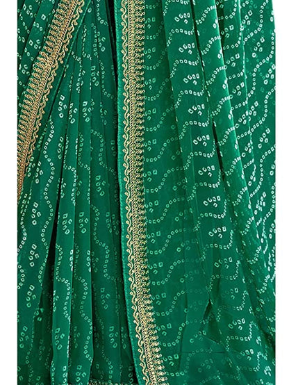 Maharani Bandhani Green Saree