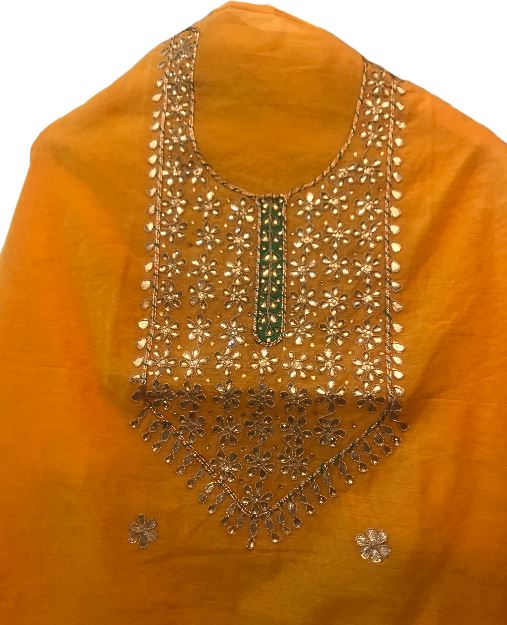 Gota Patti Yellow Chanderi Kurta length