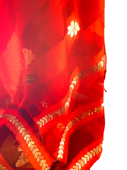 Runjhun Orange Organza Gotta Patti Dupatta