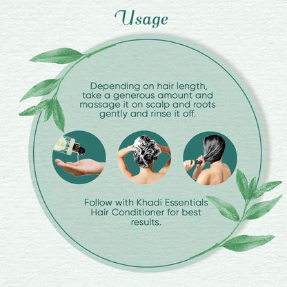 Khadi Essentials Methi Shampoo with Aloe Vera, Neem, Tulsi, Tea Tree Oil, For Hair Fall Control, Anti Dandruff, Hair Growth, 200ml SLS Paraben Free Cleanser