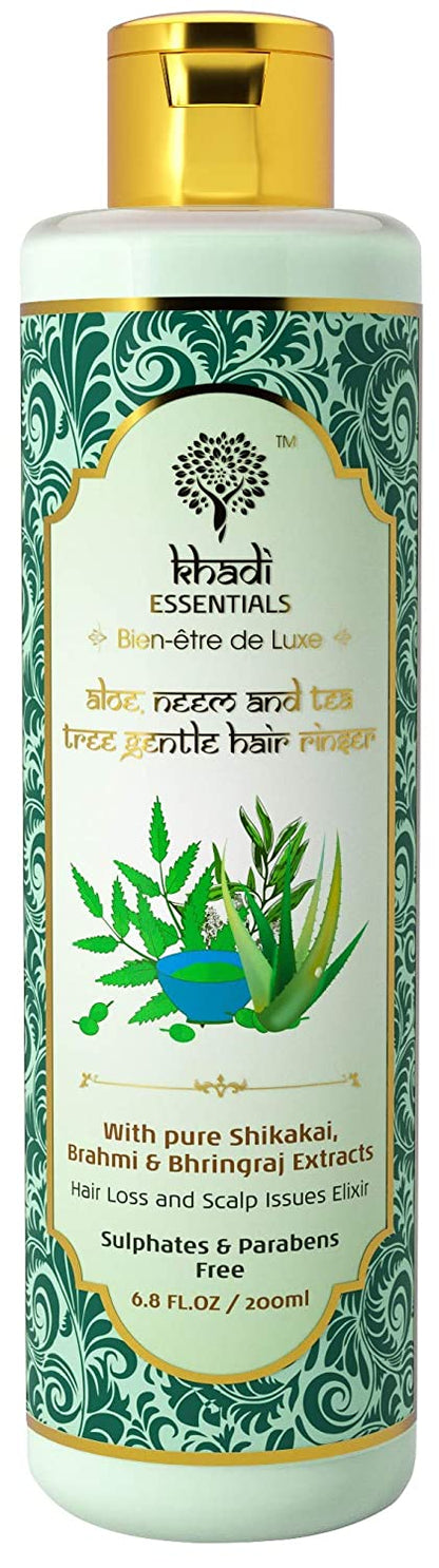 Khadi Essentials Methi Shampoo with Aloe Vera, Neem, Tulsi, Tea Tree Oil, For Hair Fall Control, Anti Dandruff, Hair Growth, 200ml SLS Paraben Free Cleanser