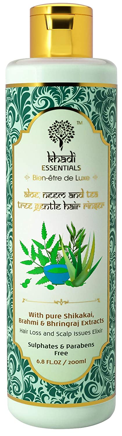 Khadi Essentials Methi Shampoo with Aloe Vera, Neem, Tulsi, Tea Tree Oil, For Hair Fall Control, Anti Dandruff, Hair Growth, 200ml SLS Paraben Free Cleanser