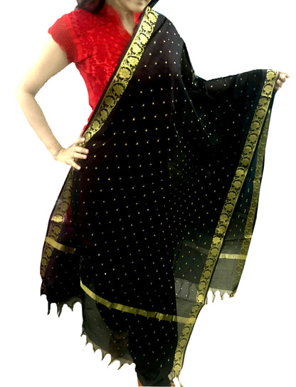 Runjhun Ethnic Black Banarsi Dupatta