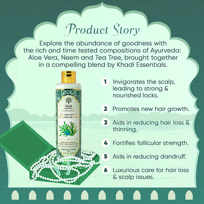Khadi Essentials Methi Shampoo with Aloe Vera, Neem, Tulsi, Tea Tree Oil, For Hair Fall Control, Anti Dandruff, Hair Growth, 200ml SLS Paraben Free Cleanser