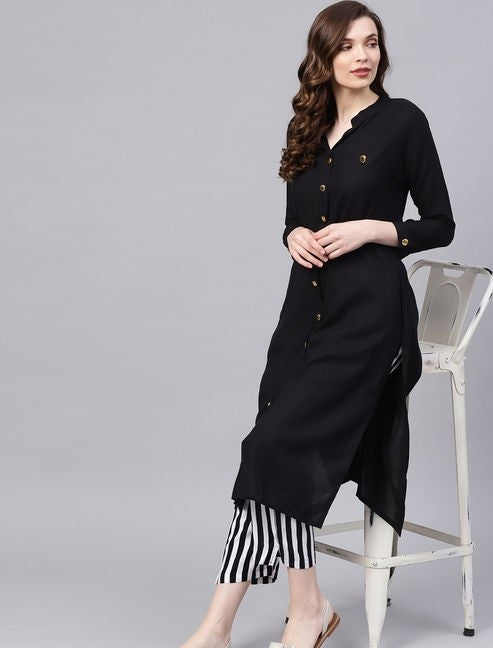 Black and White Trendy Kurta Set