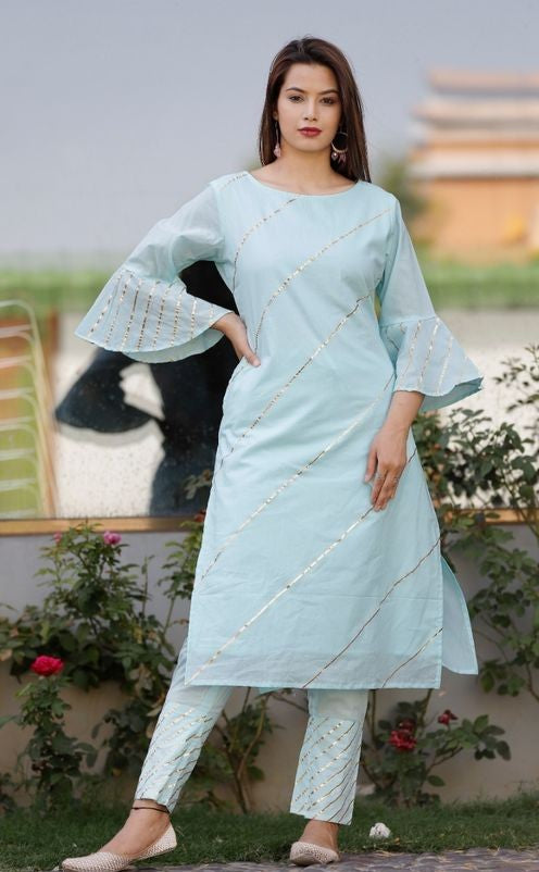 Urban Wardrobe's Pastel Sky Blue Women's Kurta Set with Pants