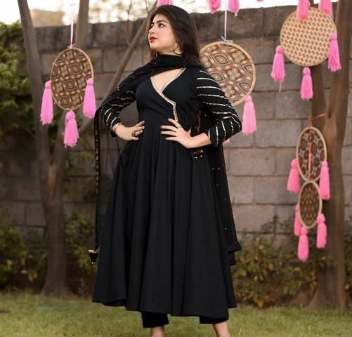 Designer Black Anarkali Kurta Set