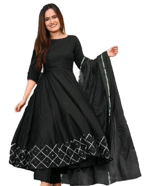 Women's Black Designer Rayon Kurta set 