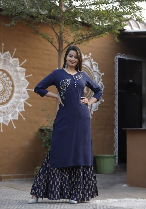 DESIGNER KURTA SET WITH SHARARA