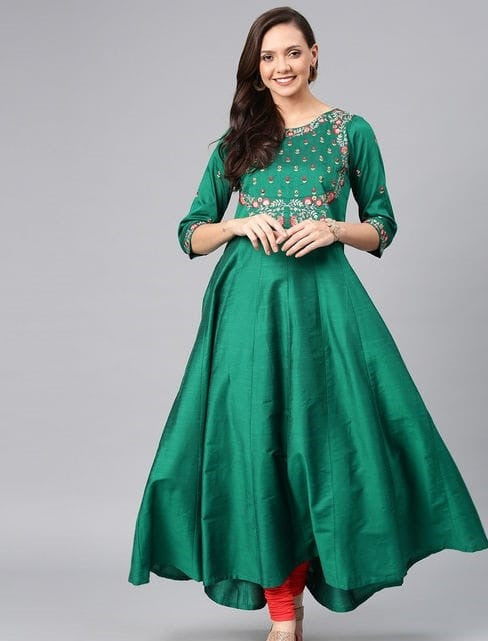 Women's Embroidered Chanderi Silk Kurti