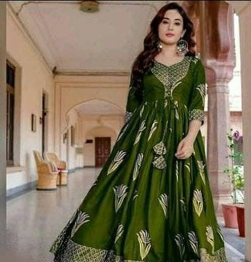 Women's Anarkali Green kurti