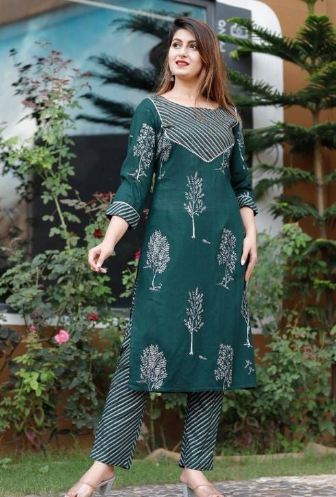 GREEN WOMAN KURTA SET WITH PANTS