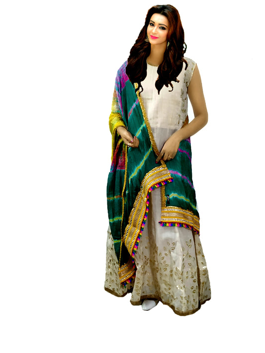 Runjhun Silk Multicolour Leheriya Dupatta