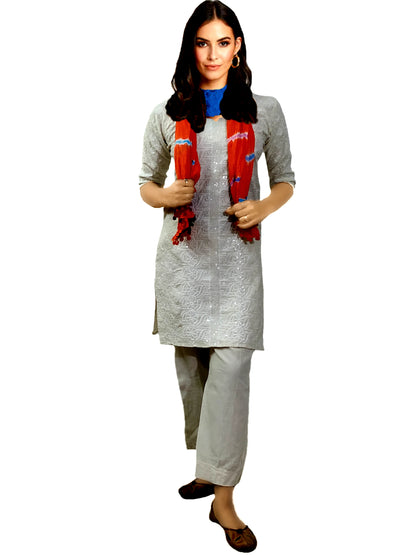 Runjhun Multicolor Silk Bandhej Stole