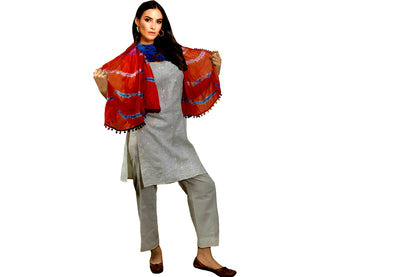 Runjhun Multicolor Silk Bandhej Stole