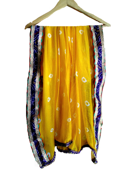 Runjhun Chiffon Bandhani Dupatta (Yellow)