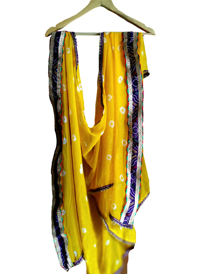 Runjhun Chiffon Bandhani Dupatta (Yellow)