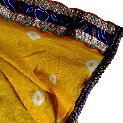 Runjhun Chiffon Bandhani Dupatta (Yellow)