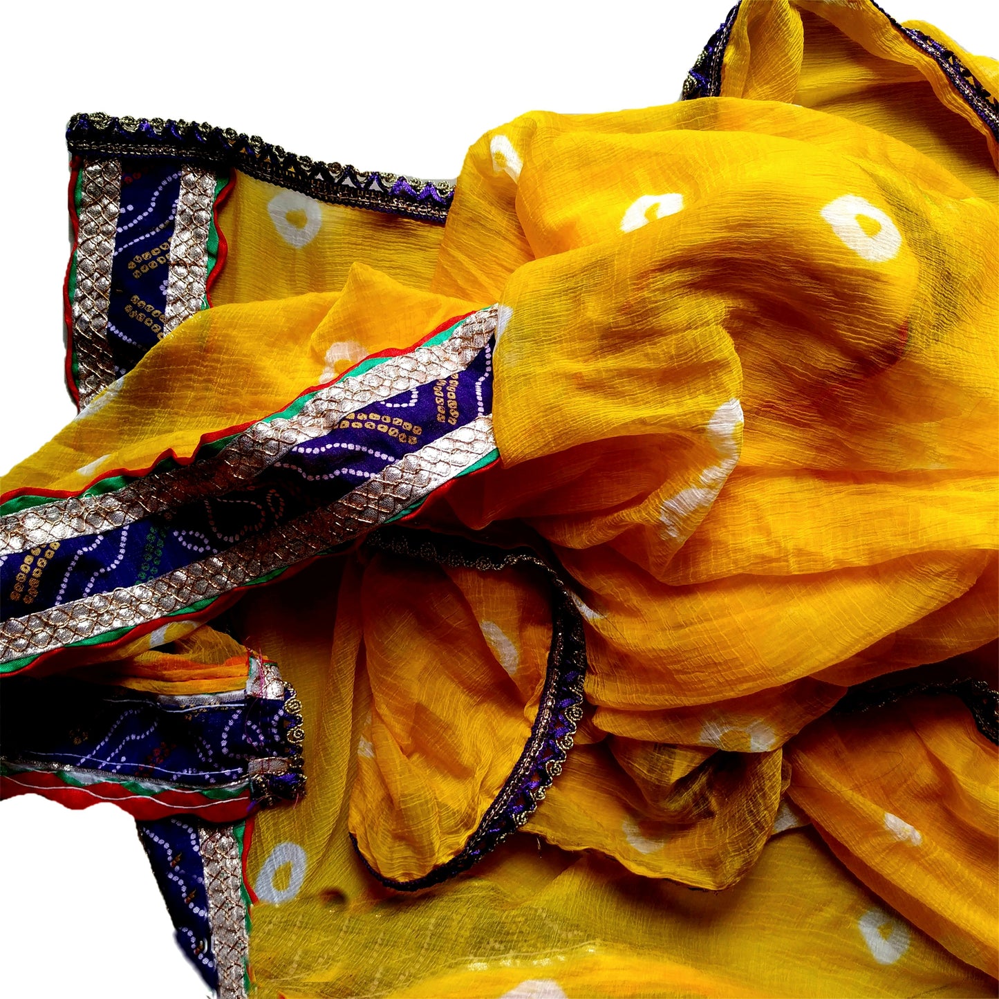 Runjhun Chiffon Bandhani Dupatta (Yellow)