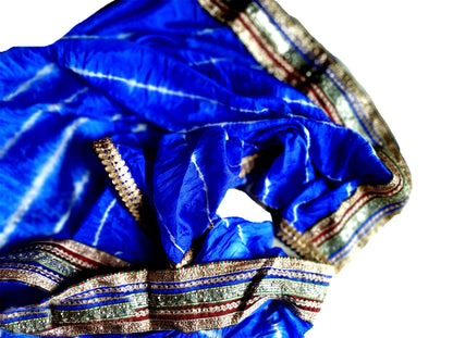 Runjhun Silk Blue Leheriya Dupatta