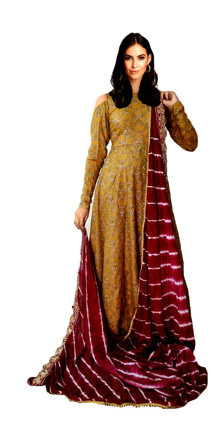 Runjhun Maroon Designer Leheriya Women's Dupatta