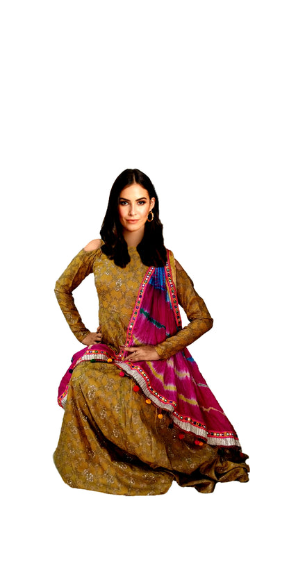 Runjhun Multicolored Bandhani Silk Dupatta