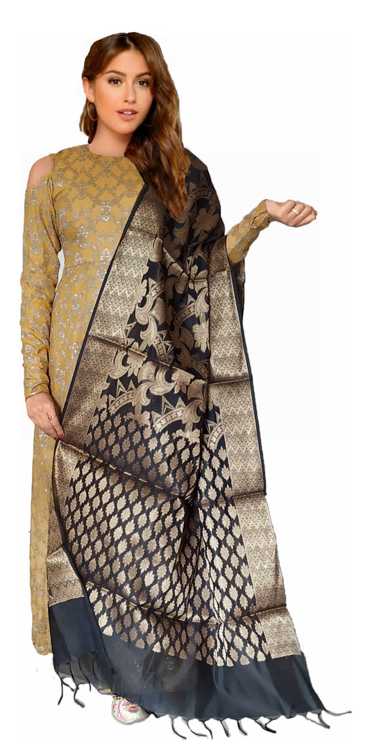 Urban Wardrobe Black Banarsi Dupatta