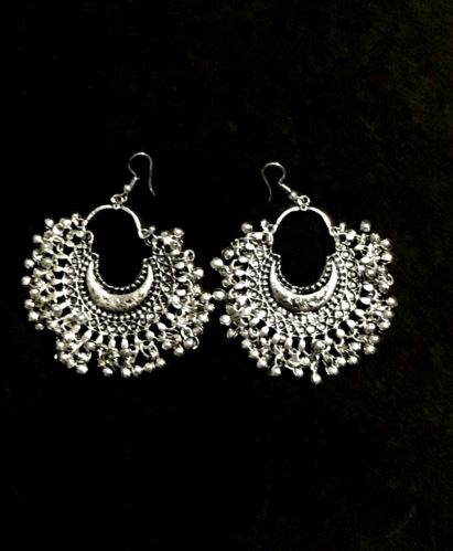 Runjhun Antique Black and Silver Afghani Earings