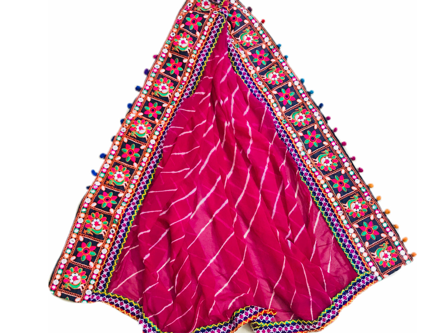 Runjhun Chiffon Designer Leheriya Pink Dupatta