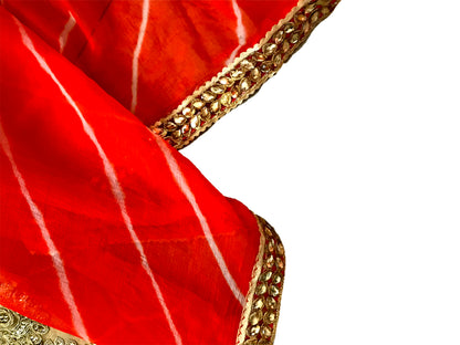 Runjhun Orange Kundan Chiffon Dupatta