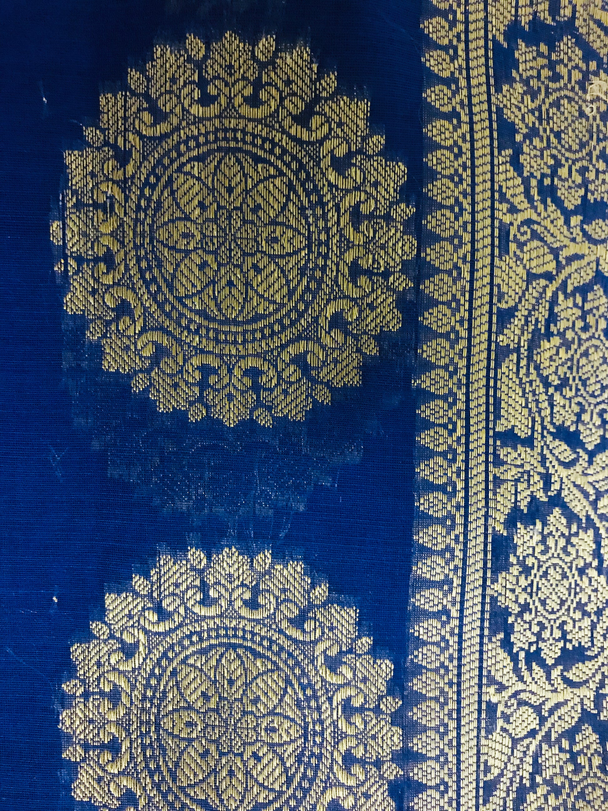 Royal Blue Silk Banarsi Dupatta