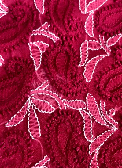 Runjhun Pink Lucknowi Chikan Chiffon Kurti