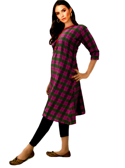 Runjhun Striped Pink A Line Kurta