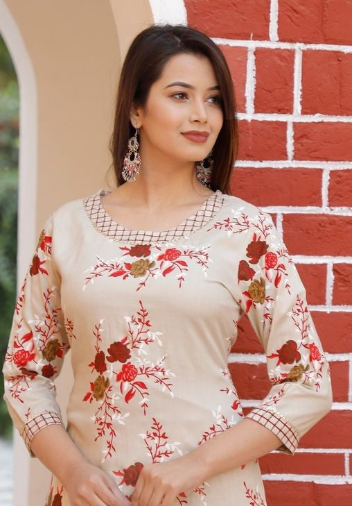 Buy Pink Straight Kurta With Floral Print Online - W for Woman