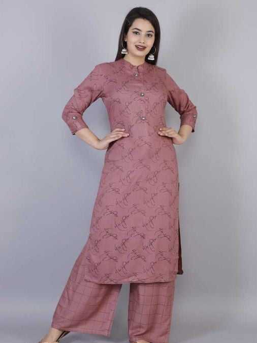 PINK PRINTED KURTA SET