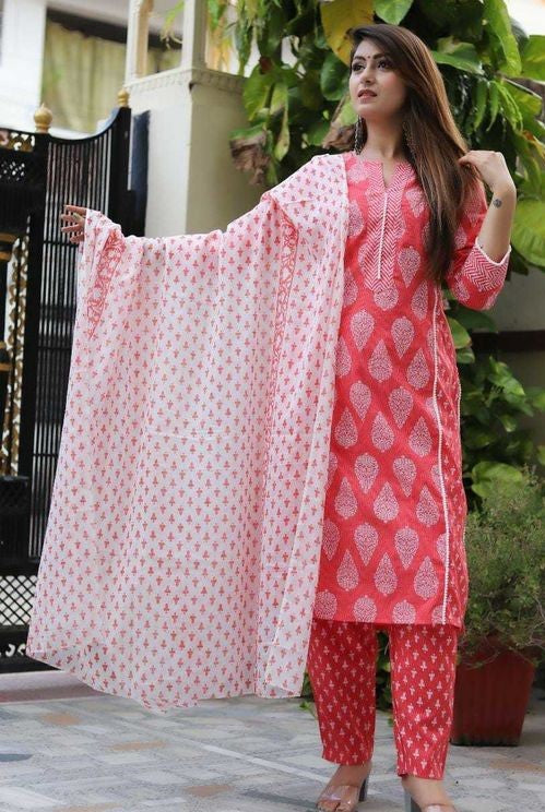 WOMEN'S COTTON KURTA SET WITH PANTS