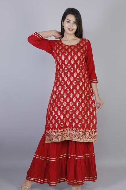Designer Woman Kurta Set with Sharara