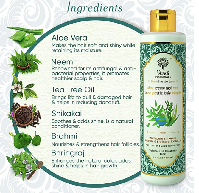 Khadi Essentials Methi Shampoo with Aloe Vera, Neem, Tulsi, Tea Tree Oil, For Hair Fall Control, Anti Dandruff, Hair Growth