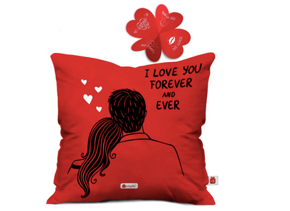 Valentines Cushion Cover 12X12 With Filler Coffee