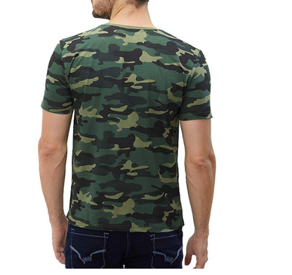 Wear Your Opinion (WYO) Men's Green Camouflage Half Sleeve Cotton Printd T Shirt