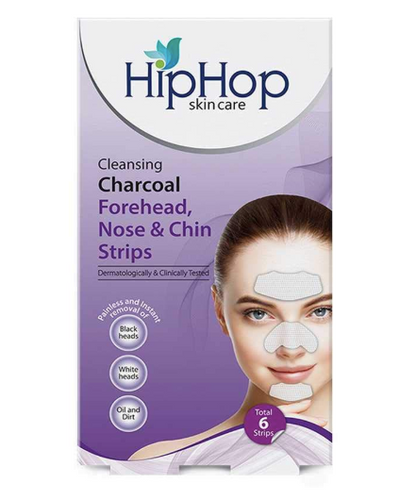 Hip Hop Charcoal Forehead, Chin, Nose Strips - 6 strips (3 * 2 sachet) - Blackhead Remover
