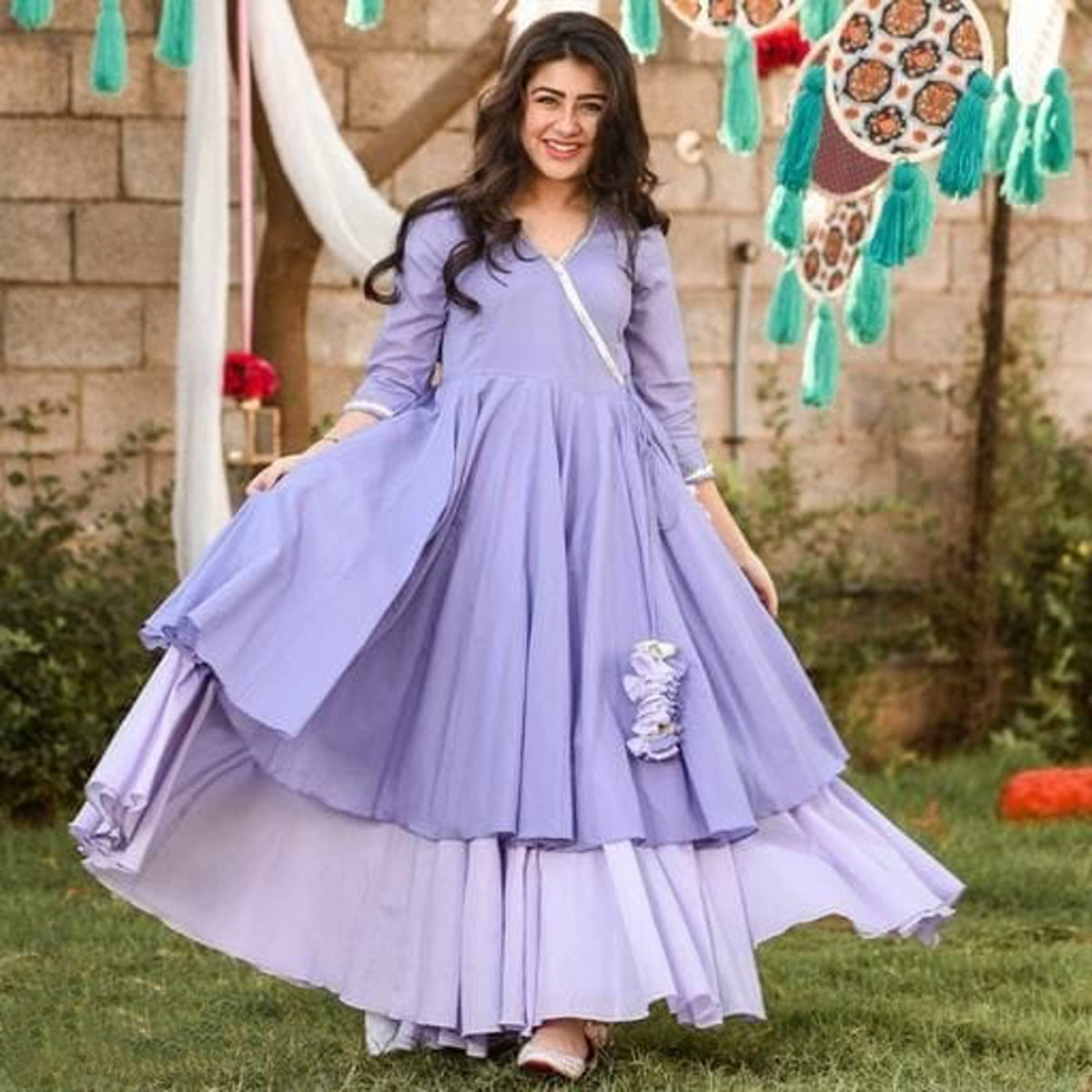 Urban Wardrobe's Women Llilac Solid Designer Kurta with Sharara