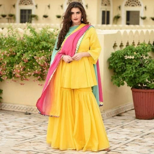 Urban Wardrobe Yellow Designer Sharara Set
