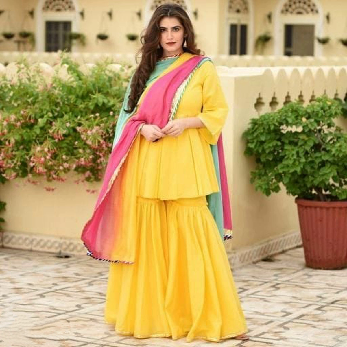 Urban Wardrobe Yellow Designer Sharara Set
