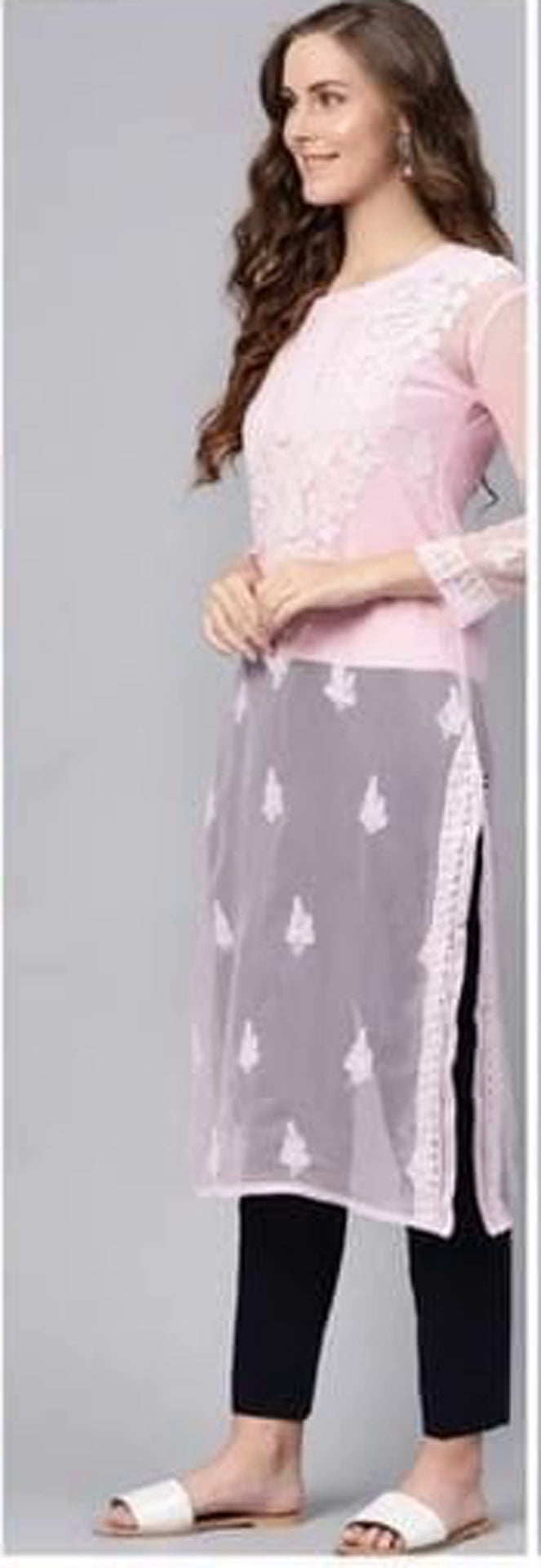 Pink ChikanKari Embroidered Kurta
