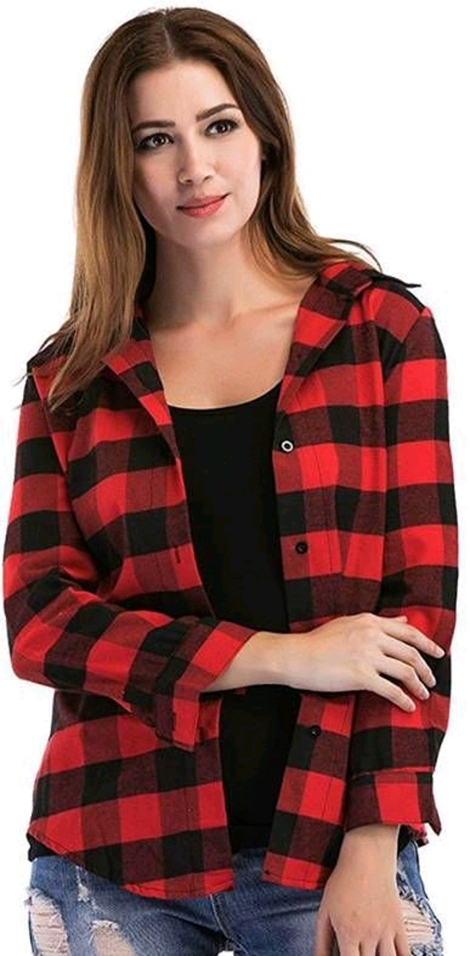 Red and Black Regular Fit Checked Casual Shirt