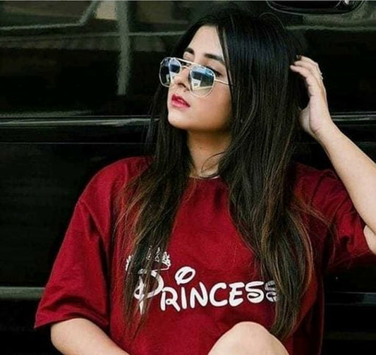 Women Maroon Printed Regular Fit T-shirt