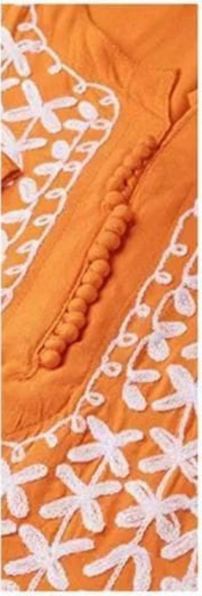 Orange ChikanKari Embroidered Kurta