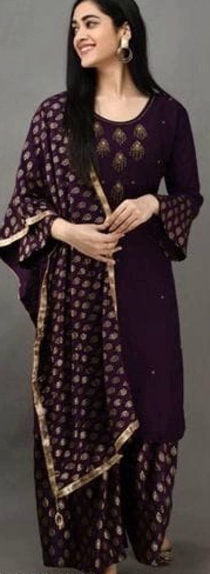 Women's Beautiful Purple Sharara Set