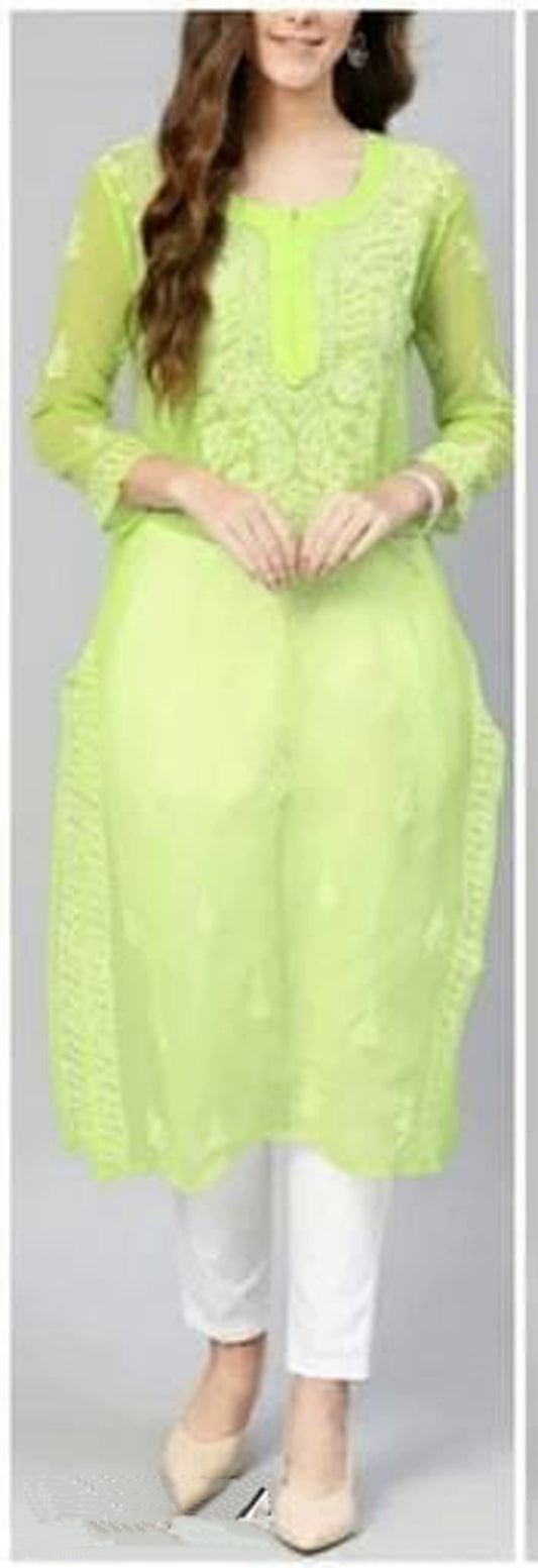 Light Green ChikanKari Embroidered Kurta